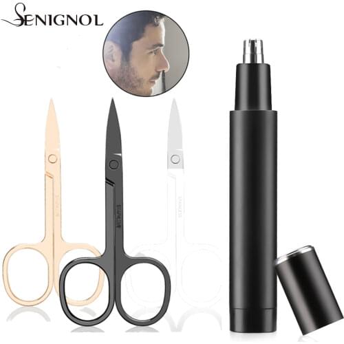 SENIGNOL Eyebrow Trimmer Nose Scissor Stainless Steel Nose Hair Trimmers Cutter Eyelash Hair Remover Beauty Makeup Tools