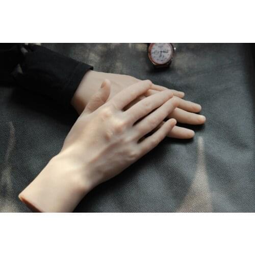 One Pair Realistic Silicone Male Mannequin Manikin Hands For Ring Jewelry Display ,Model Nail Art Hand