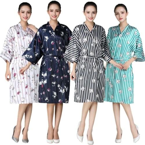 Salon Hairdressing Robe Barber Shop Customer Hair Dyeing Clothe Beauty SPA Gown Hairdresser Haircut Stripe Printing Kimono Smock
