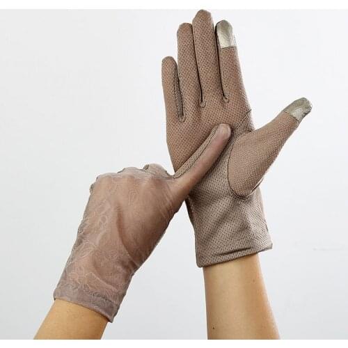 Spring Sexy Lace Gloves Women Summer Sunscreen Stretch Thin Touch Screen Anti Uv Slip Resistant Breathable Driving Gloves