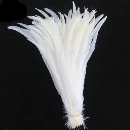 50pcs/Lot Pure White Rooster Coque Tail Feathers for Crafts Rooster Feathers Wedding Feathers Decoration Pheasant feather decor
