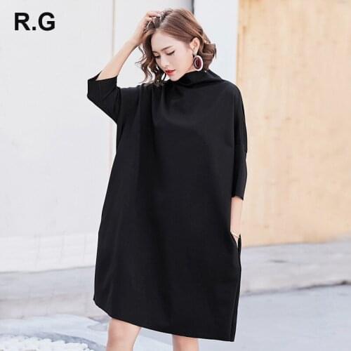 RG Casual Women Autumn Dress Big Size Black Gray Loose Style Womens Dresses New Arrival 2018