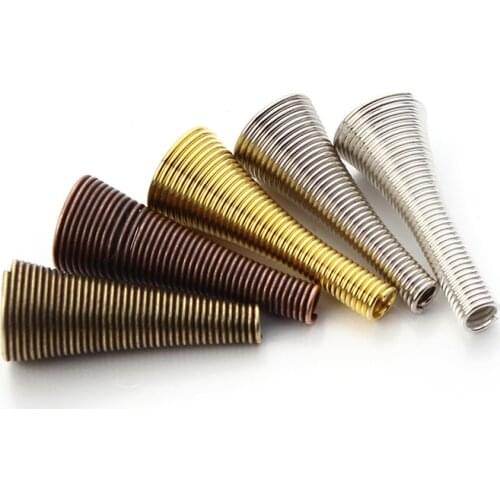 50pcs/lot 26mm length Gold/Silver Color Metal Spring Bead Caps Spacer End Caps Stoppers for DIY Jewelry Making Findings F2019