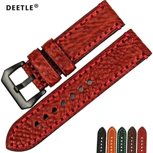 DEETLE Fashoin red watchbands 20 22 24 26mm watch strap Italian cow leather watch band bracelet watch accessories for Panerai