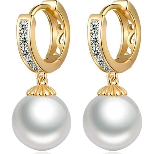 Luxury Natural Pearl Drop Earrings for Women Gold Silver Color Cubic Zirconia Earrings with Pearl Girls Party Jewelry Gifts