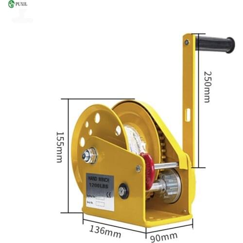 1200LB Self-Locking Manual Winch, Hand-held Tool, Manual Lifting Coil, 1200-Pound, 8-Meter Wire Rope with Hook