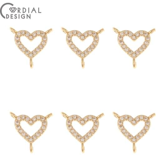 Cordial Design 50Pcs 10*11MM Jewelry Accessories/DIY Connectors/Necklace Making/Hand Made/CZ Charms/Jewelry Findings & Component