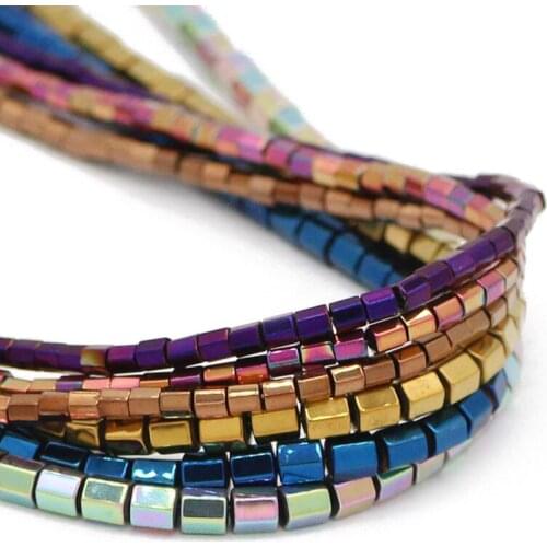 3/4MM Blue,Gold,Green,Purple Hexagon Cylinder Hematite Natural Stone Spacer Loose Beads For DIY Jewelry Making Bracelet Findings