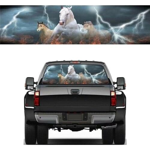 Horse Galloping for Truck Jeep Suv Pickup 3D Rear Windshield Decal Sticker Decor Rear Window Glass Poster 57.9X18.1 Inch
