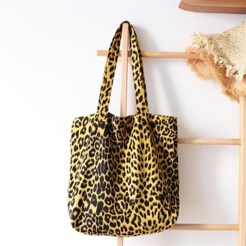 Leopard Print Shoulder Bags Canvas Tote Handbag Women Shopping Open Casual And Fashion Single Shoulder Bag