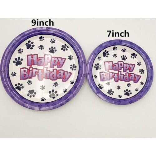 10pcs Hot Cartoon Dog Paw Theme Disposable 7/9inch Paper Plates Party Tableware