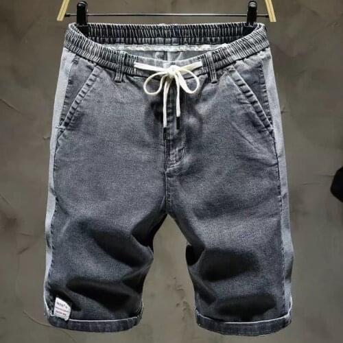 Summer thin denim shorts mens Korean version of the trend loose straight mens casual tooling fashion brand Cross-pants