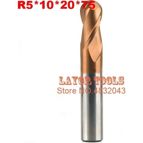R5*10*20*75 Carbide ball nose end mill ,cnc controller spindle carbide,milling cutter R5.0 ,the lathe tool,CNC milling tools