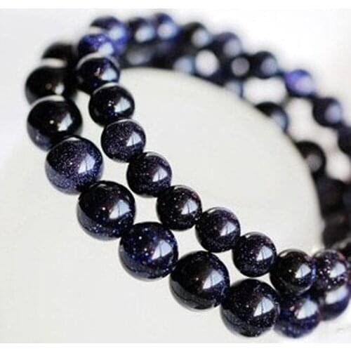 Vintage Sky Bracelet For 6mm and 8mm Nature Blue Sand Stone Round Beads Pick Size 15"Diy Bracelet Necklace For Jewelry
