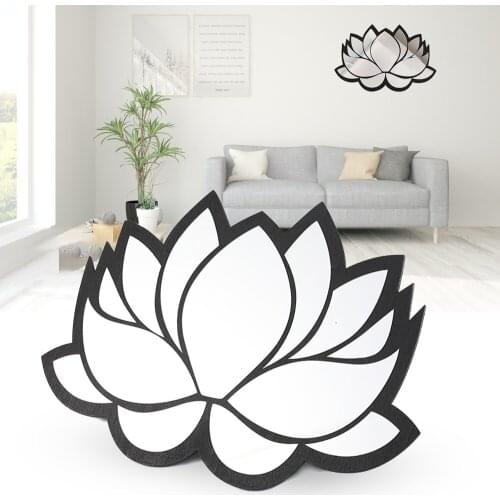 Mirror Wall Stickers Decals Sticker Room Bedroom Acrylic Decor Decoration Girl Yoga Walls Lotus Flower Petals With Wooden Edge
