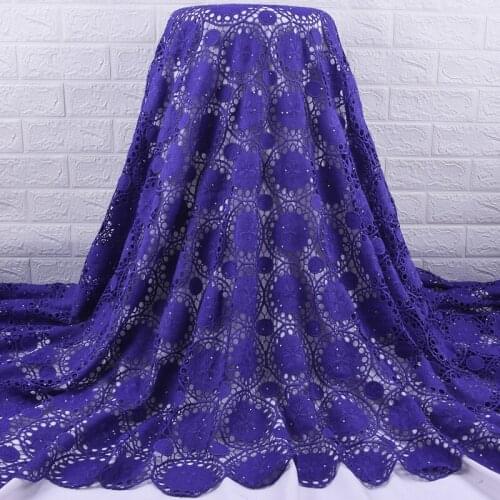 Zhenguiru Blue Guipure Cord African Lace Fabric High Quality French Lace Fabric Bright Diamond Nigeria Fabric For Wedding A1920