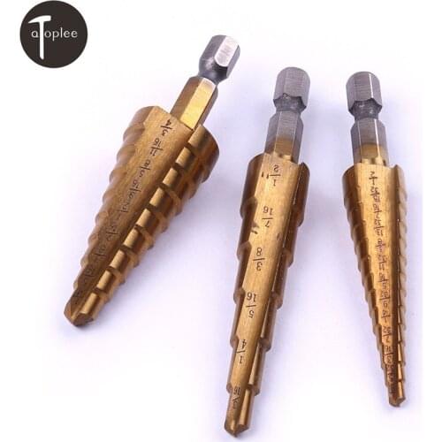 1PCS 3/16"-1/2" 1/4"-3/4" 1/8"-1/2" Titanium Step Drill Bits Hex Shank Drill Bit Step Cone Cutting Drill Metalworking Tools
