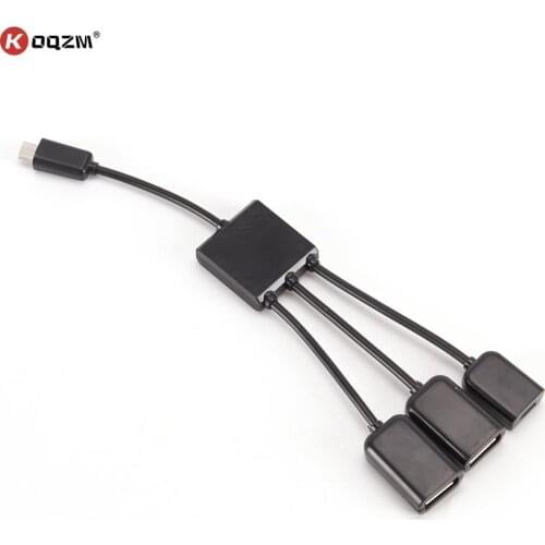1 Male To 3 Female Micro USB OTG Hub Cable Connector Multi-function USB OTG Host Hub Adapter Splitter USB Adapter Converter