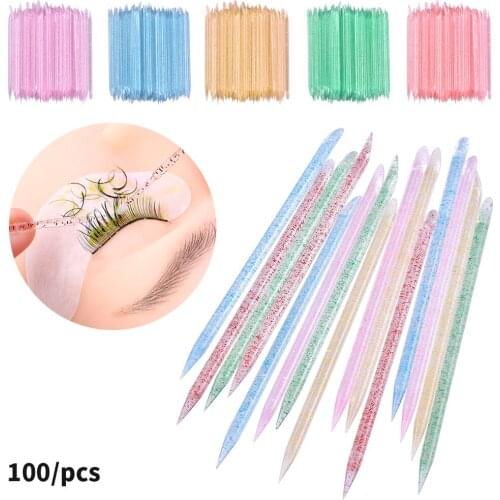 100Pcs/pack Bagged Double-head Manicure Eyelashes Assistant Colorful Crystal Rod Nail Point Drill Rod Manicure Tools Wholesale