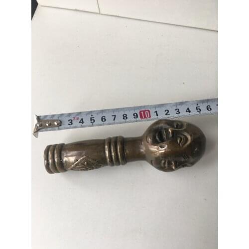15CM Bizarre WALKING STICK cane Accessory Four-Faced Buddha Head Cane Head Bronze Statue