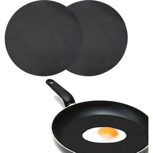 2Pcs/set Non-stick Mat Heat Resistant Pan Mat Reusable Round Pan Pad Mat for BBQ Grill Mat Dia 24cm Kitchen Cooking Tool