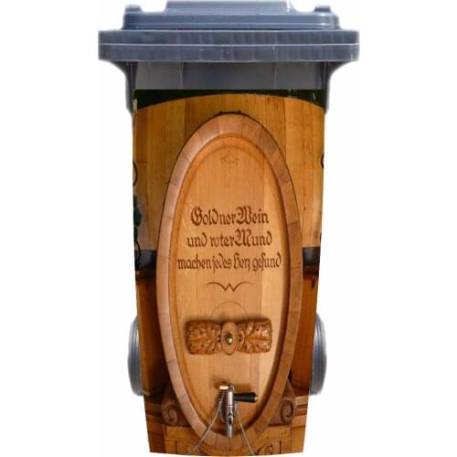 3D Wooden Wine Barrel Rubbish Bin Sticker Wallpaper mural Wall Print Decal Removable Wall Mural Photo self adhesive Gift