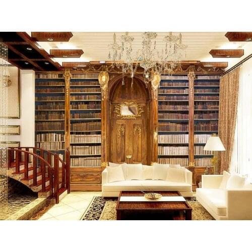 Customized 3d photo wallpaper 3d wall murals wallpaper European background wall bookcase paintings 3d living room wall decor