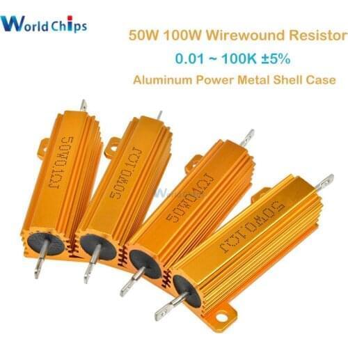 5PCS 50W 100W 0.5R 1R 2R 4R 6R 8R 10R 20R Aluminum Power Metal Shell Case Wirewound Resistor 0.01-100K 0.5 1 2 4 6 8 10 100 ohm