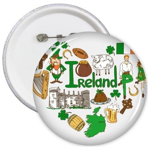 Italy Ireland America Cuba Wales Vietnam Nepal Finland Temen France Germany India Landscape Landmark Round Pin Badge Button 5pcs