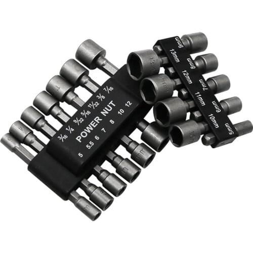 9pcs 14Pcs Drill Bit Adapter Hexagon Nut Driver Drill Bit Socket Screwdriver Wrench Set for Electric Screwdriver Handle Tools