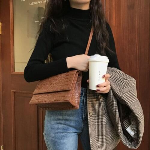 BENVICHED Ladies' pu Crocodile patte bag 2021 autumn retro handbag fashion Inclined single shoulder bag small square bag c328