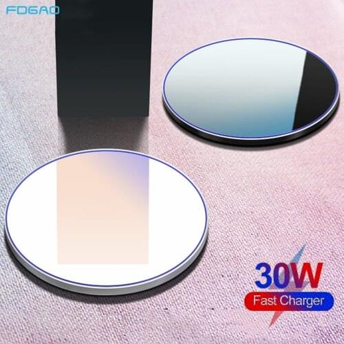 30W Fast Qi Wireless Charger Pad for iPhone 12 Pro 11 XS XR X 8 Type C Induction Fast Charging For Samsung S21 S20 S10 Xiaomi 11