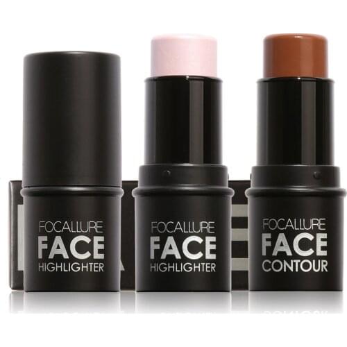 FOCALLURE Highlighter Makeup Glitter Contouring Bronzer For Face Shimmer Powder Creamy Texture Illuminator Stick Cosmetics