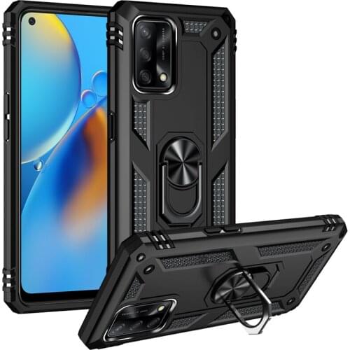 With Finger Ring Anti-scratch PC+ TPU Case for OPPO Realme C21 Reno5 F F19 Pro A15 A55 5G A72 A54 A74 4G A93 Kickstand Coque