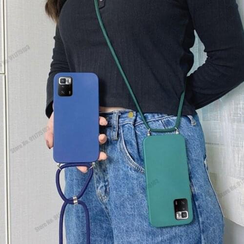Case For Xiaomi Poco X3 GT Soft TPU Silicone Protective Phone Case For Poco X3 NFC F3 M3 Pro Crossbody Lanyard Cord Strap Cover