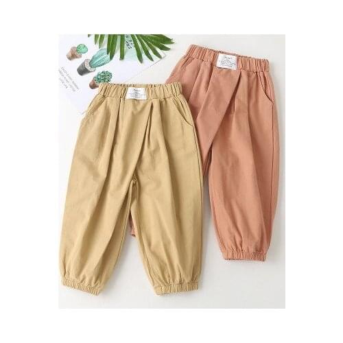 Childrens Loose Casual Pants Spring New 2021 Children Boys and Girls Solid Trousers Baby Woven Pants Baby Casual Pants 2-7 Year