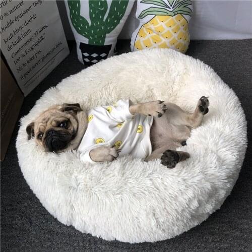 Pretty&Better 18colors Dog Long Plush Dounts Beds Calming Bed Hondenmand Puppy Cushion Pet Mat Winter Warm Sofa Dog Kennel Beds