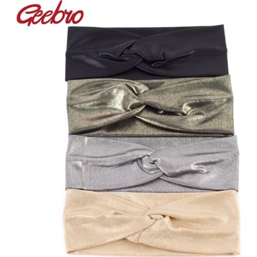 Geebro Womens Bronzing Color Hair Headband Summer Fashion Cross Knotted Bow Headbands for Girls Spa Headwrap Spa Head Accessory