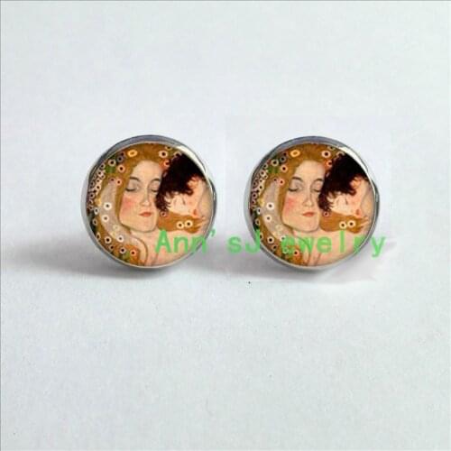 HZ4-00408 pierced earrings Mothers eardrops day Earrings Gustav Klimt pendant Gustav Klimt jewelry Earrings glass Cabochon