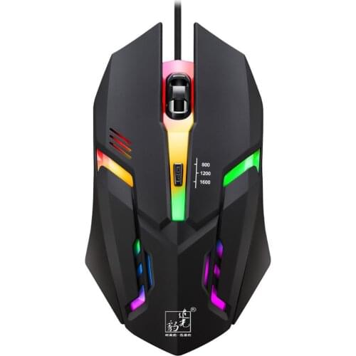 New DPI 800/1200/1600 Gaming Mouse K2 Colorful Adjustable DPI Optical Computer Laptop Cool Glowing Wired USB Game Mouse