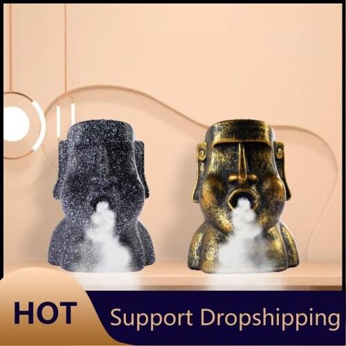 Easter Island Stone Statue Resin Portrait Stone For Humidifier Ornaments House Aesthetic Decoration Home Decor Dropship Support