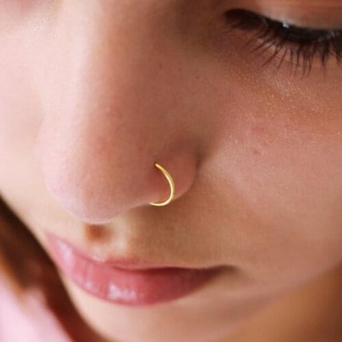 PAIR) Gold Nose Ring Hoop Simple Delicate 925 Sterling Silver Nose Ring septum piercing 20g cartilage hoops fine jewelry new