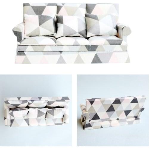 Collection 1/12 Scale Doll House 3-Seat Sofa Furniture Kids DIY Decoration Accs Kids Toys Age 3