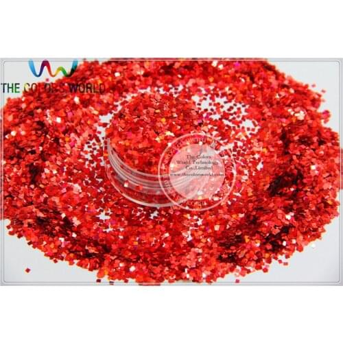LM-3 Size 2 mm laser holographic Red color Glitter paillette Square shape spangles for Nail Art and DIY supplies1pack=50g