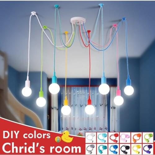 Chandelier nursery ceiling nordic childs deco color e27 modern pendant ceiling lamps silicone led chandelier spider living room