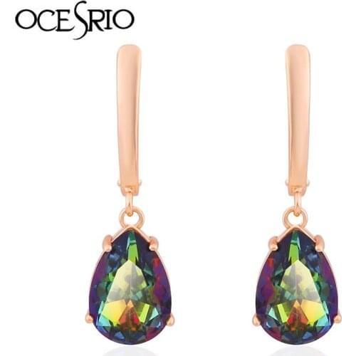 OCESRIO Fashion Zircon Gold 585 Earrings for Women Water Drop Rose Gold Earrings 585 Earings Fashion Jewelry ers-j42