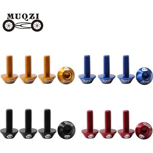 MUQZI 4PCS Bicycle M6 V Brake Clamp Screw 7075 Aluminum Alloy Bolt Mountain Road Folding Bike Modified Accessories