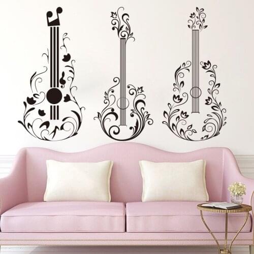 Set Of 3 Guitar Music Tools Wall Sticker Classroom Baby Nursery Kids Room Guitars Music Wall Decal Bedroom Vinyl Decor