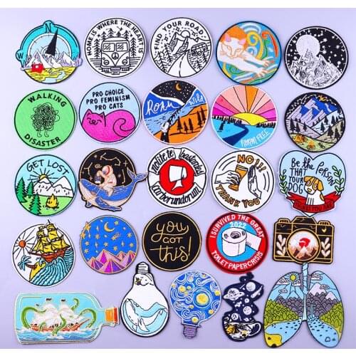 Van Gogh Embroidered Patches on Clothes Adventure Applique Clothing Thermoadhesive Patches for Clothing Stickers Cartoon Badges