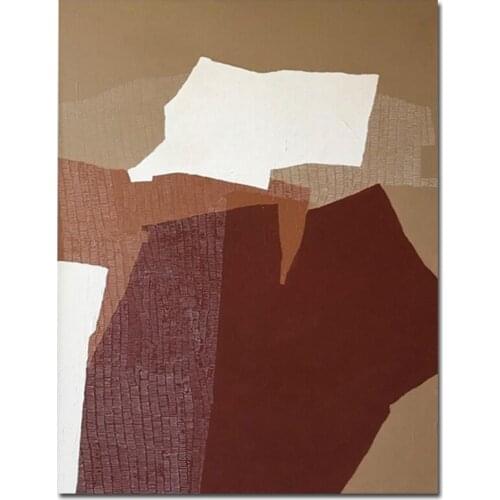 WALL ART DECOR CANVA PAINTING hand-painted canvas, oil painting, modern abstract oil canvas, Earthy red block Knife painting